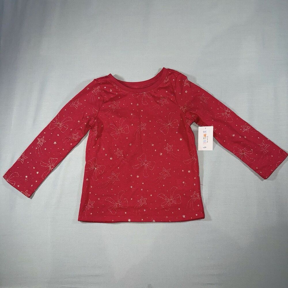 Garanimals Red Toddler T-shirt With Gold Glitter Pattern Size 2T